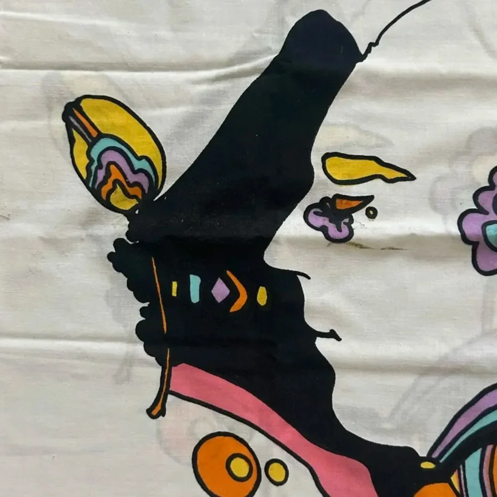 Vintage 1960s Peter Max Colorful Pyschedelic Pop Art Style Pillow Case NOS